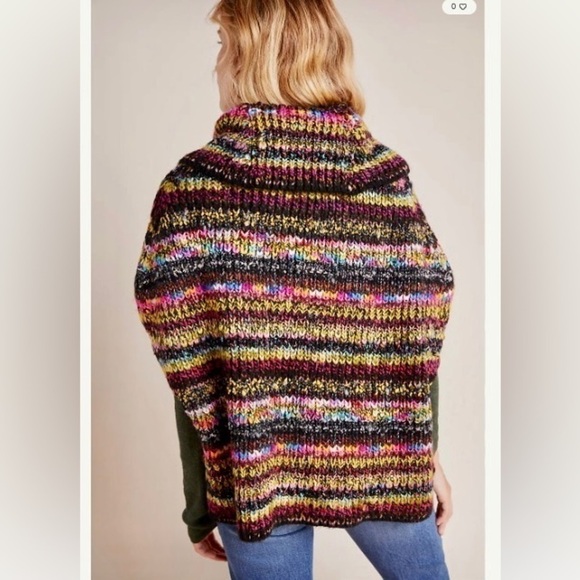 ANTHROPOLOGIE Piera Knit Turtleneck Poncho Sweater - Picture 3 of 12